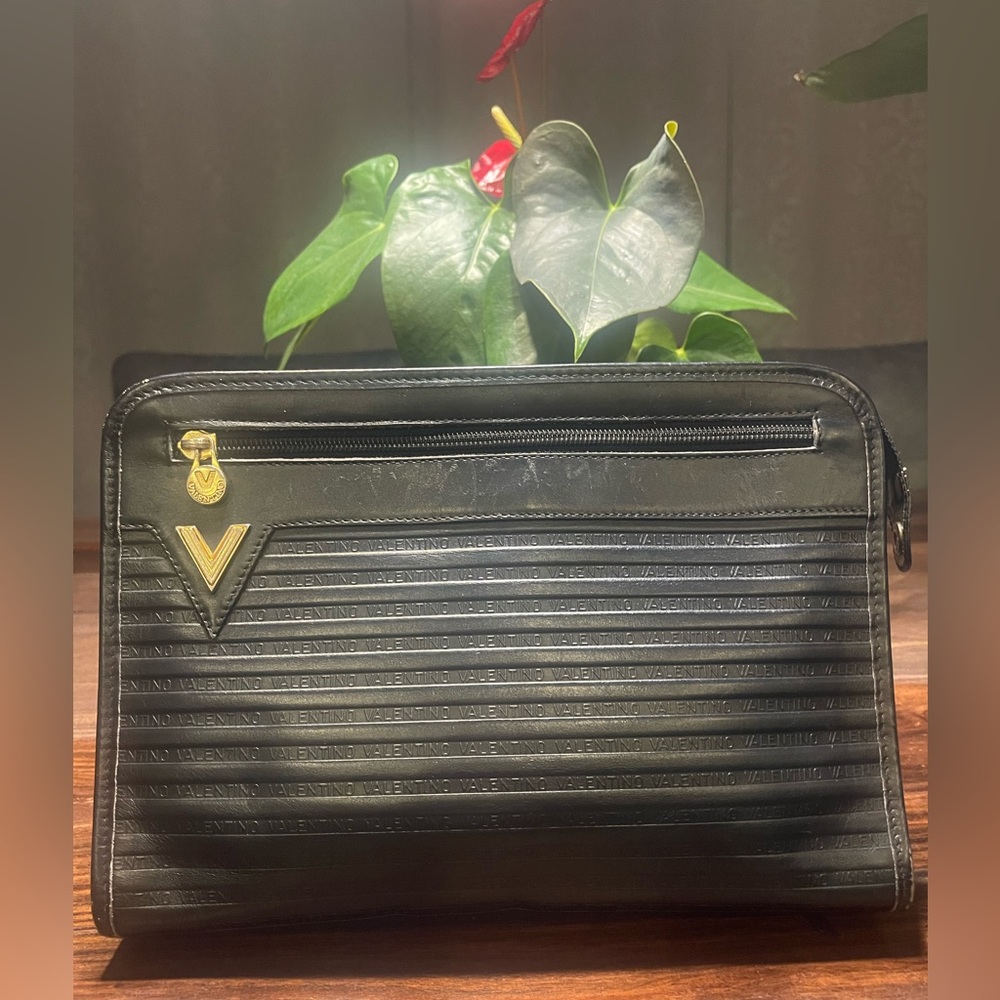 Vintage Valentino Black Toiletry Bag with Quilted Design
